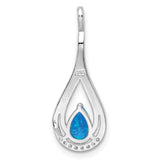 Sterling Silver Teardrop Pendant with Pear-Shaped Blue Opal and Cubic Zirconia Accents