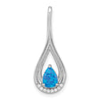 Sterling Silver Teardrop Pendant with Pear-Shaped Blue Opal and Cubic Zirconia Accents
