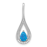 Sterling Silver Teardrop Pendant with Pear-Shaped Blue Opal and Cubic Zirconia Accents