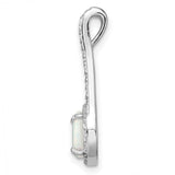 Sterling Silver Pendant with Round Lab Created Opal, Cubic Zirconia Halo, Split Bail Design