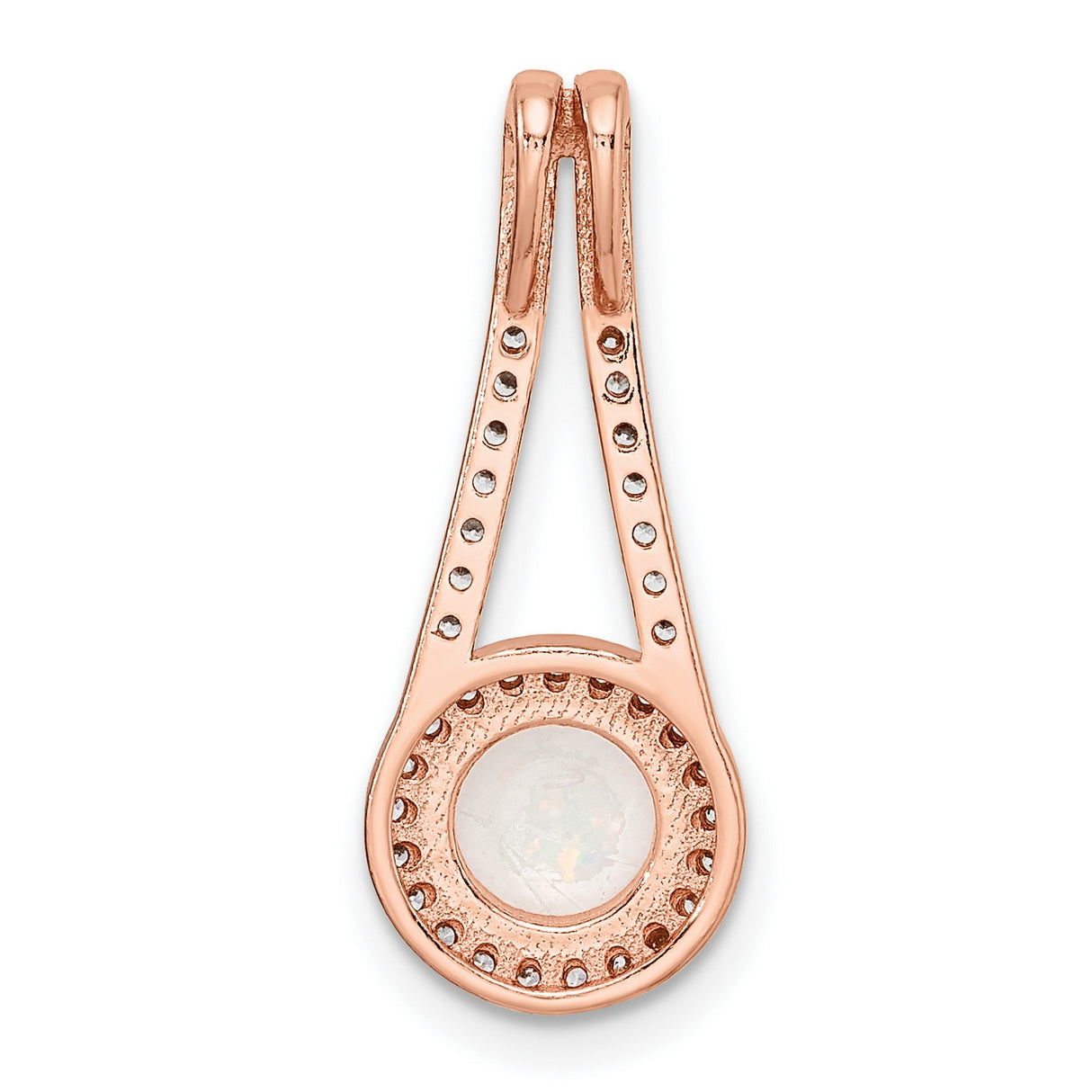 Sterling Silver Teardrop Pendant with Lab Created Opal and Cubic Zirconia Halo