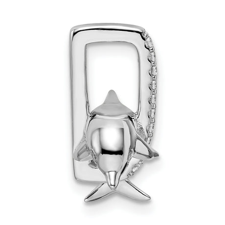 Sterling Silver Dolphin Pendant with Cubic Zirconia, Nautical Ocean-Inspired Jewelry for Women