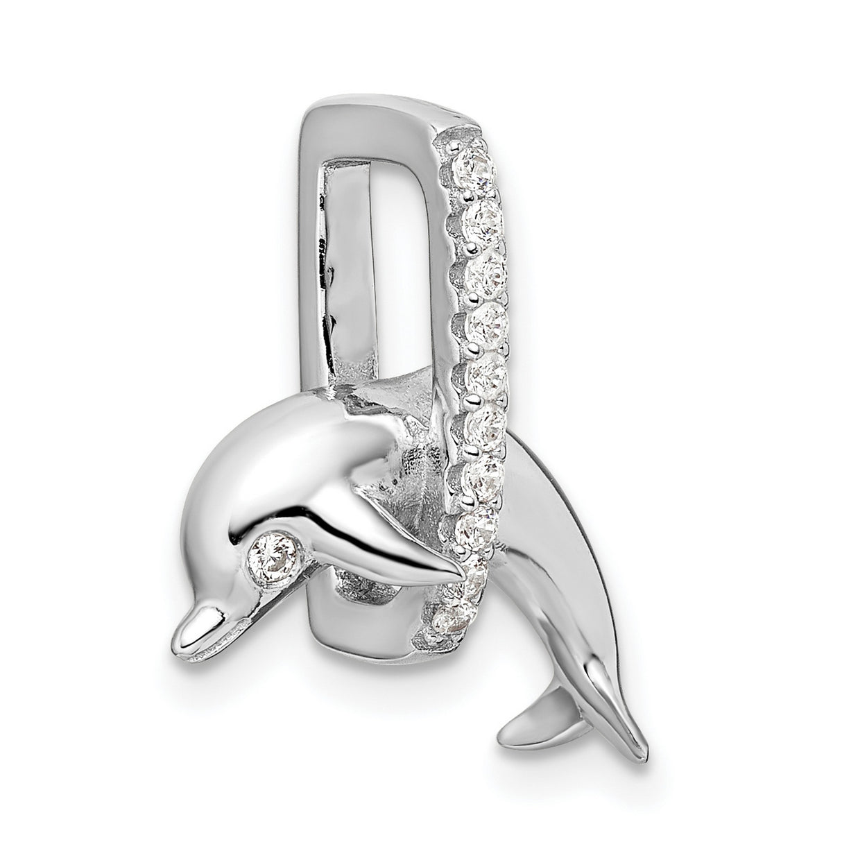 Sterling Silver Dolphin Pendant with Cubic Zirconia, Nautical Ocean-Inspired Jewelry for Women