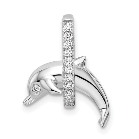 Sterling Silver Dolphin Pendant with Cubic Zirconia, Nautical Ocean-Inspired Jewelry for Women