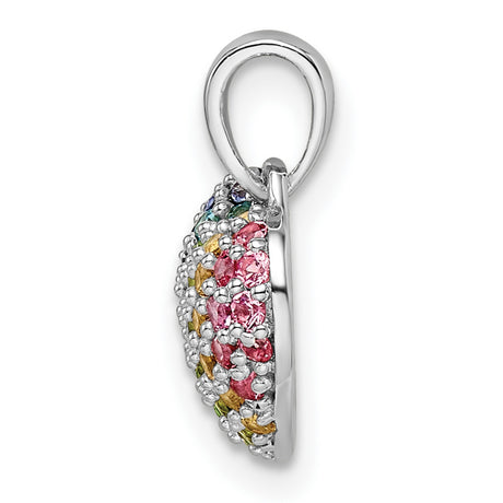 Sterling Silver Heart Pendant with Multicolored Crystals, Rainbow Pride Jewelry for Women
