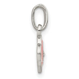Sterling Silver Heart Pendant with Pink and Red Enamel Hearts and Cubic Zirconia Accent