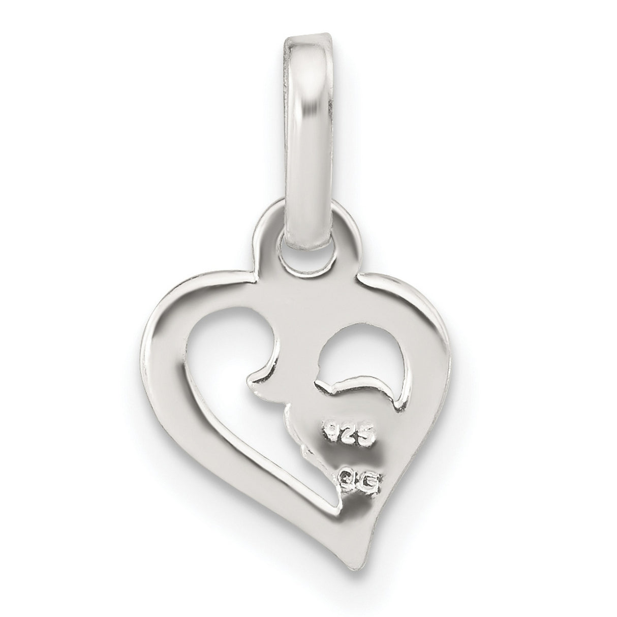 Sterling Silver Heart Pendant with Open Design and Rose Gold Inner Heart for Women