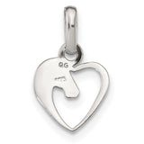 Sterling Silver Horse Head Pendant with Open Heart Design, Equestrian Style for Women and Girls