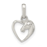 Sterling Silver Horse Head Pendant with Open Heart Design, Equestrian Style for Women and Girls