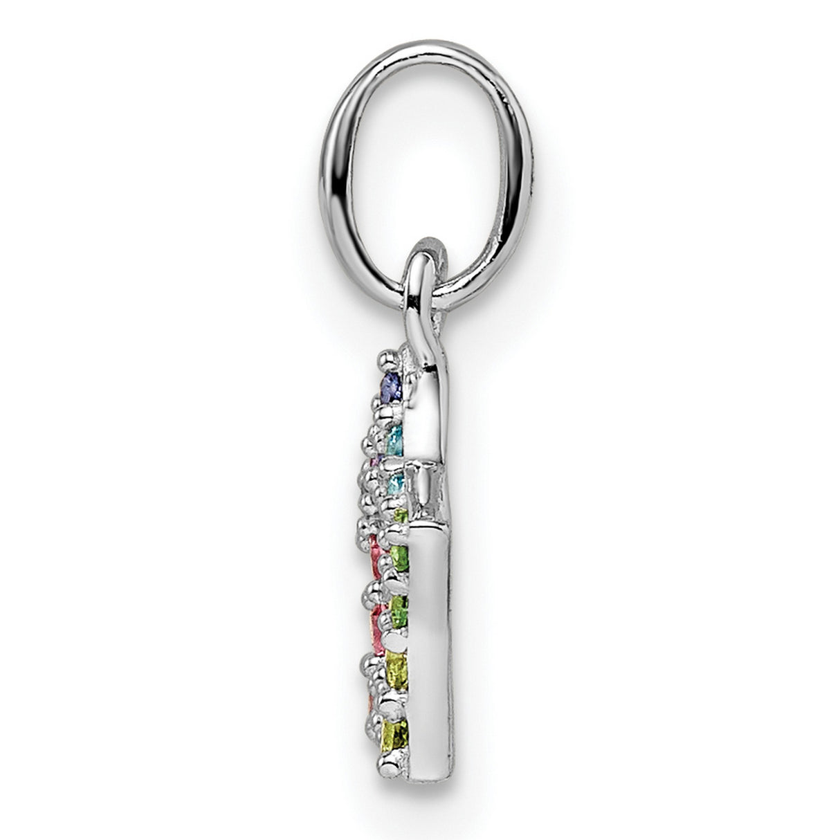 Sterling Silver Star Pendant with Rainbow Cubic Zirconia, Open Center Celestial Charm