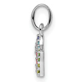 Sterling Silver Star Pendant with Rainbow Cubic Zirconia, Open Center Celestial Charm