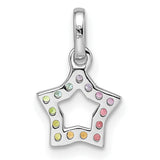 Sterling Silver Star Pendant with Rainbow Cubic Zirconia, Open Center Celestial Charm