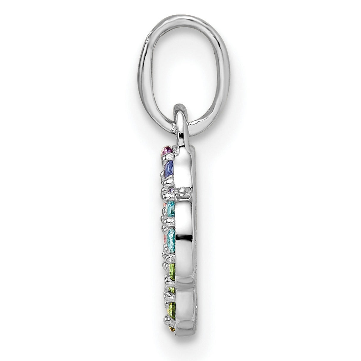 Sterling Silver Clover Pendant with Multicolor Crystal, Quatrefoil Spiritual Charm for Women