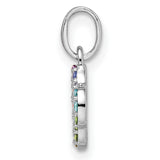 Sterling Silver Clover Pendant with Multicolor Crystal, Quatrefoil Spiritual Charm for Women