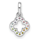 Sterling Silver Clover Pendant with Multicolor Crystal, Quatrefoil Spiritual Charm for Women