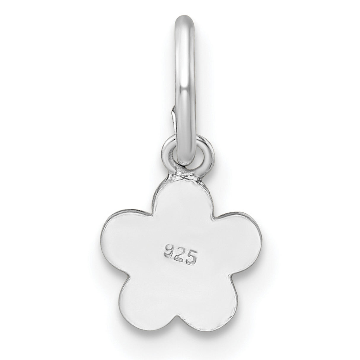 Sterling Silver Flower Charm Pendant with Pink, Green, and Yellow Enamel Petals