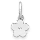 Sterling Silver Flower Charm Pendant with Pink, Green, and Yellow Enamel Petals
