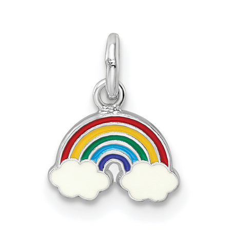 Sterling Silver Rainbow Pendant with Colorful Enamel Clouds, Symbol of Hope and Inclusivity