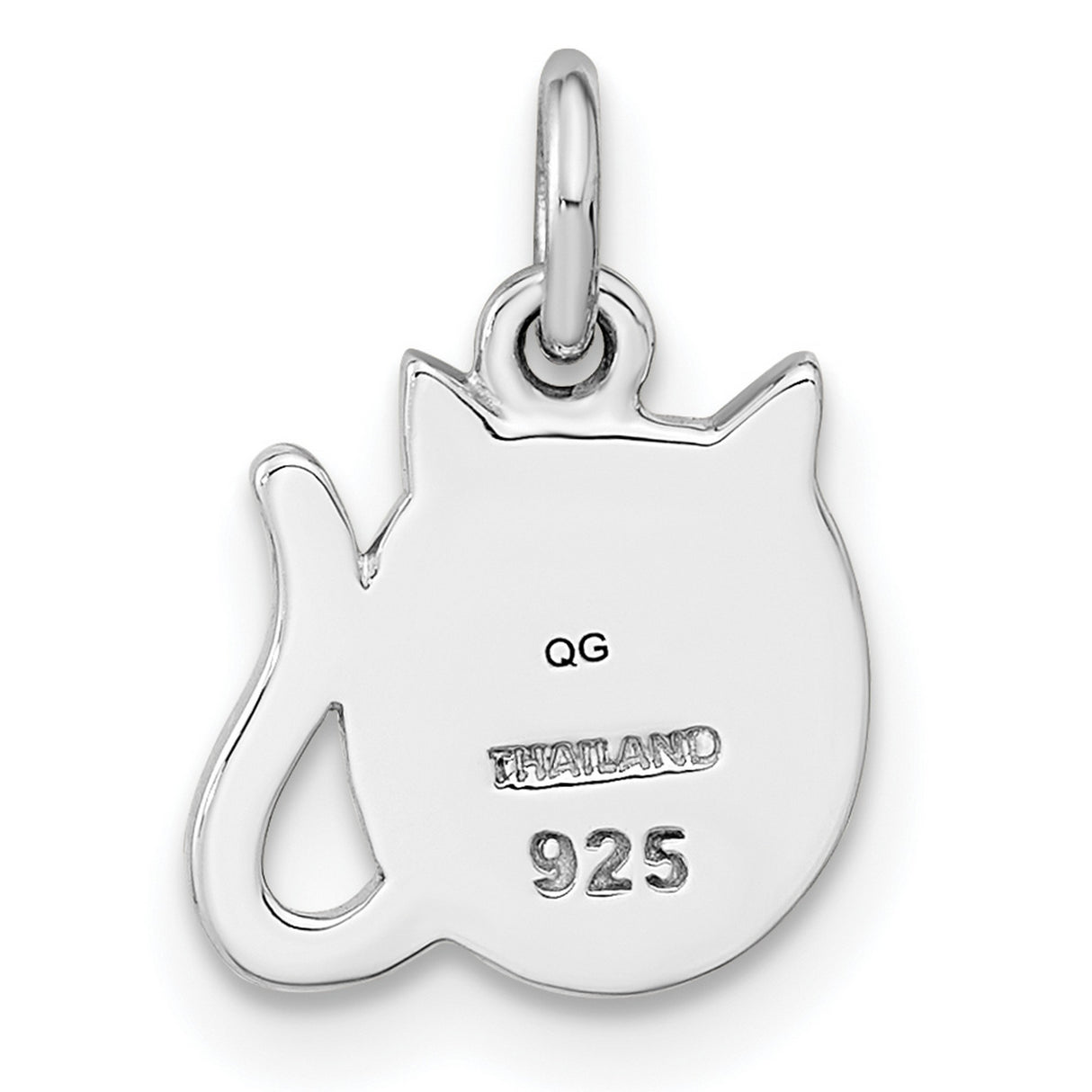 Polished Brushed Cat Childrens Charm Pendant in Real 925 Sterling Silver