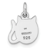 Polished Brushed Cat Childrens Charm Pendant in Real 925 Sterling Silver