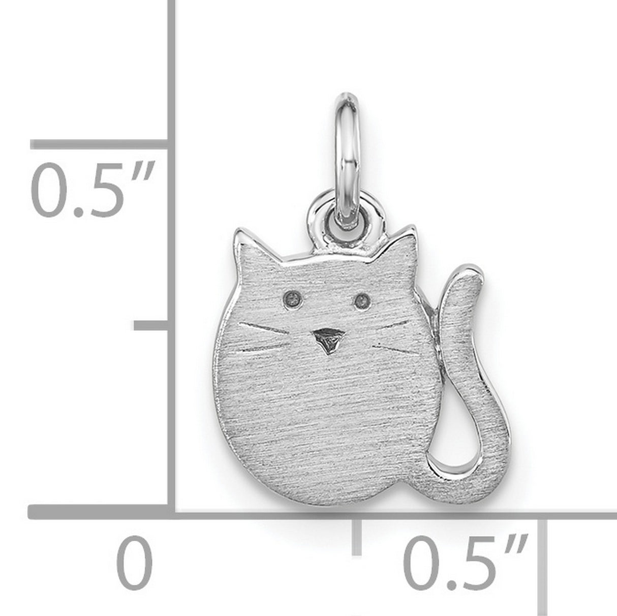 Polished Brushed Cat Childrens Charm Pendant in Real 925 Sterling Silver