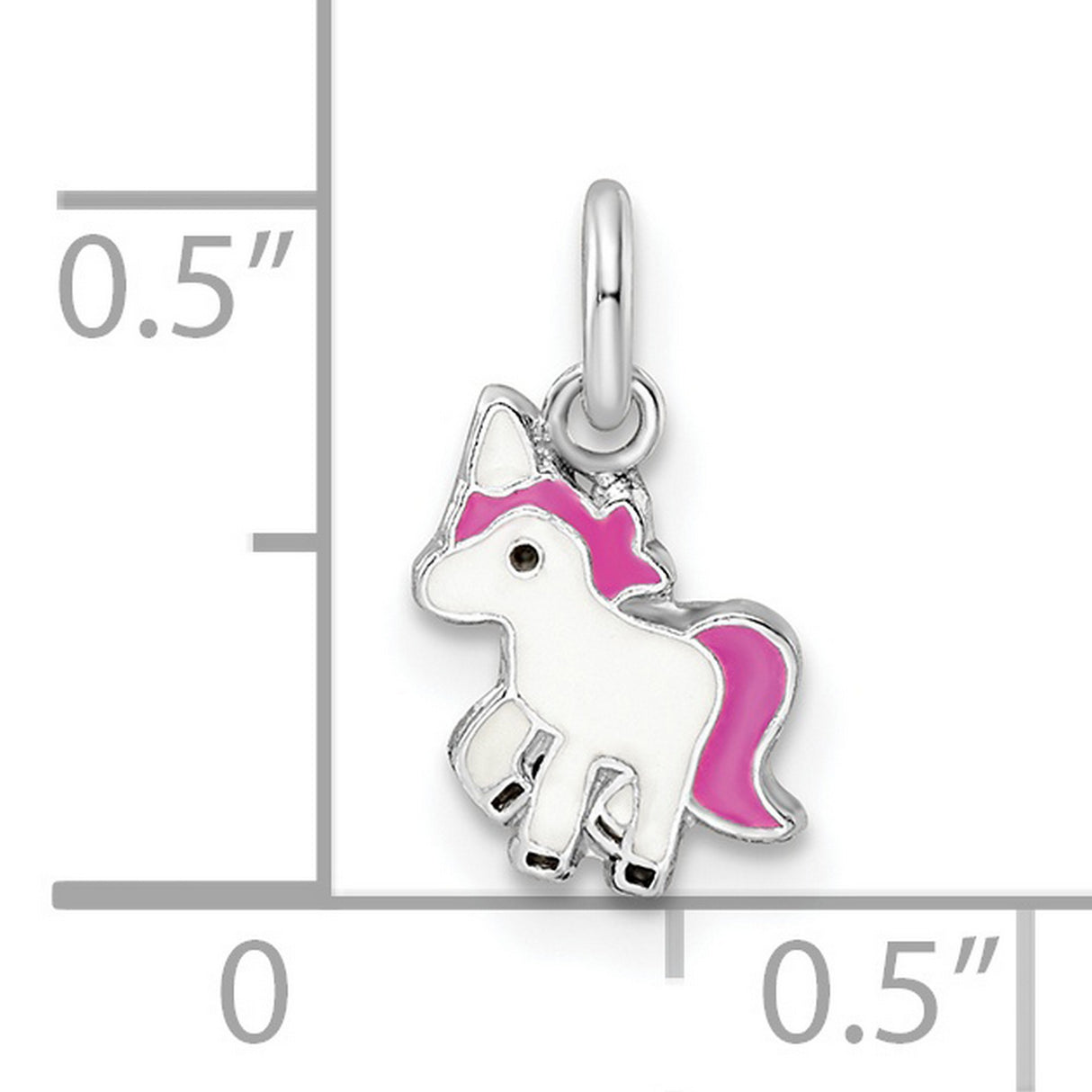 Sterling Silver Unicorn Charm Pendant with Pink and White Enamel, Whimsical Fantasy Jewelry for Girls