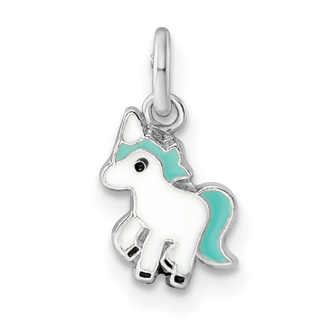 Sterling Silver Unicorn Pendant with Colorful Enamel, Whimsical Fairy Tale Design for Girls