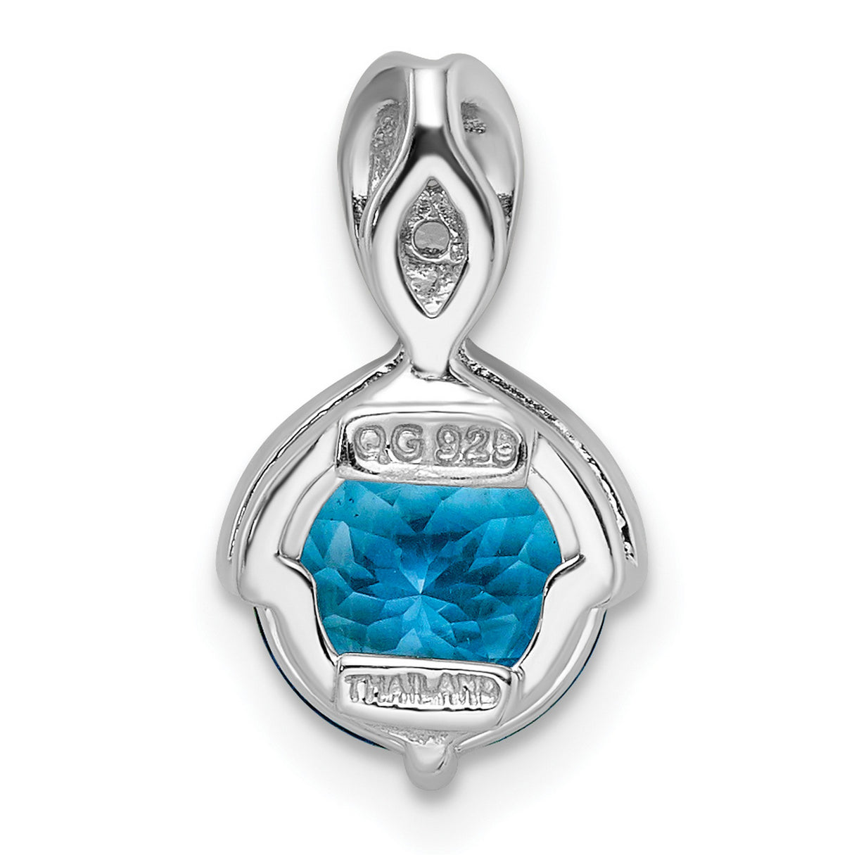 Sterling Silver Pendant with Swiss Blue Topaz and White Topaz in Twisted Loop Design