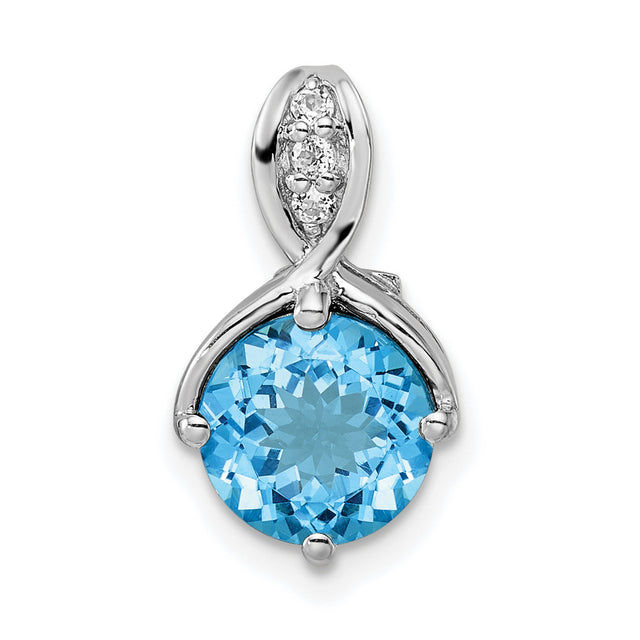 Sterling Silver Pendant with Swiss Blue Topaz and White Topaz in Twisted Loop Design