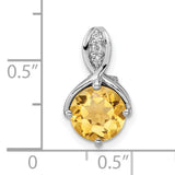 Sterling Silver Pendant with Citrine and White Topaz, Twisted Ribbon Design for Women