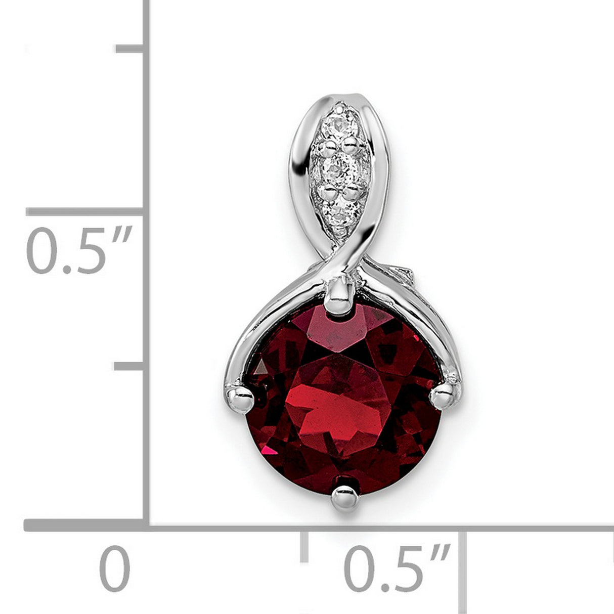 Sterling Silver Infinity Pendant with Garnet and White Cubic Zirconia