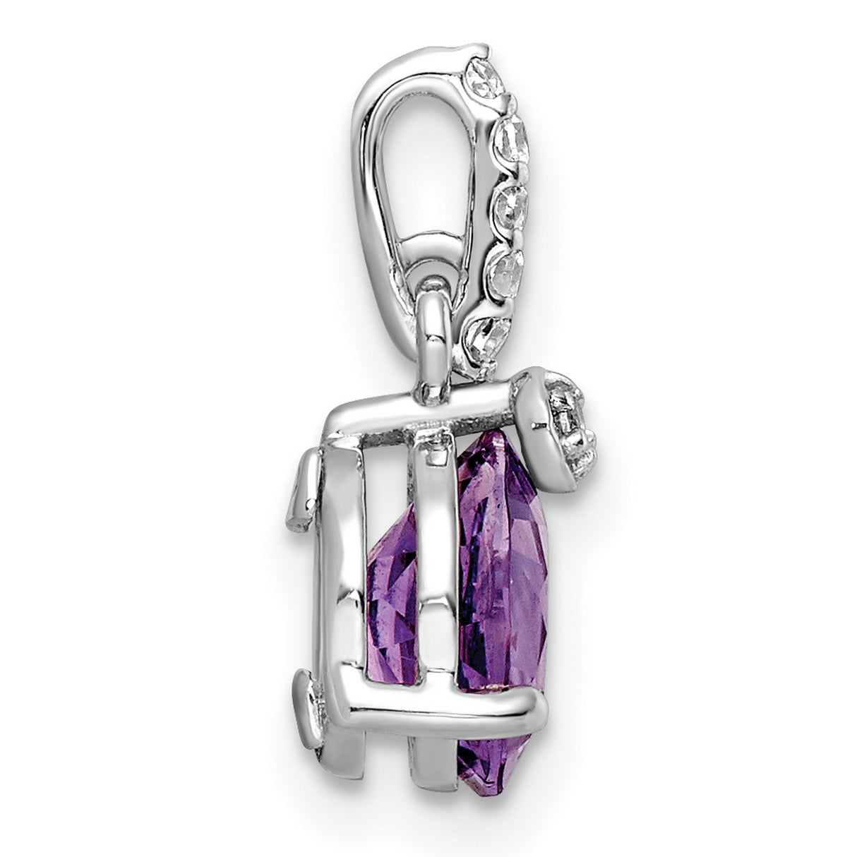 Sterling Silver Pendant with Amethyst and White Topaz Accents, Spiritual Style for Women