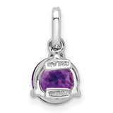 Sterling Silver Pendant with Amethyst and White Topaz Accents, Spiritual Style for Women