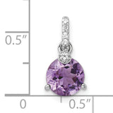 Sterling Silver Pendant with Amethyst and White Topaz Accents, Spiritual Style for Women