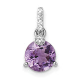 Sterling Silver Pendant with Amethyst and White Topaz Accents, Spiritual Style for Women