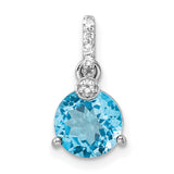Sterling Silver Pendant with Swiss Blue Topaz and White Topaz Accents, December Birthstone Jewelry
