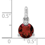 Sterling Silver Garnet Pendant with White Topaz Accents, January Birthstone Jewelry for Women