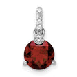 Sterling Silver Garnet Pendant with White Topaz Accents, January Birthstone Jewelry for Women