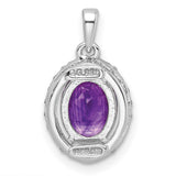 Sterling Silver Oval Pendant with Amethyst and Cubic Zirconia Halo, February Birthstone Jewelry
