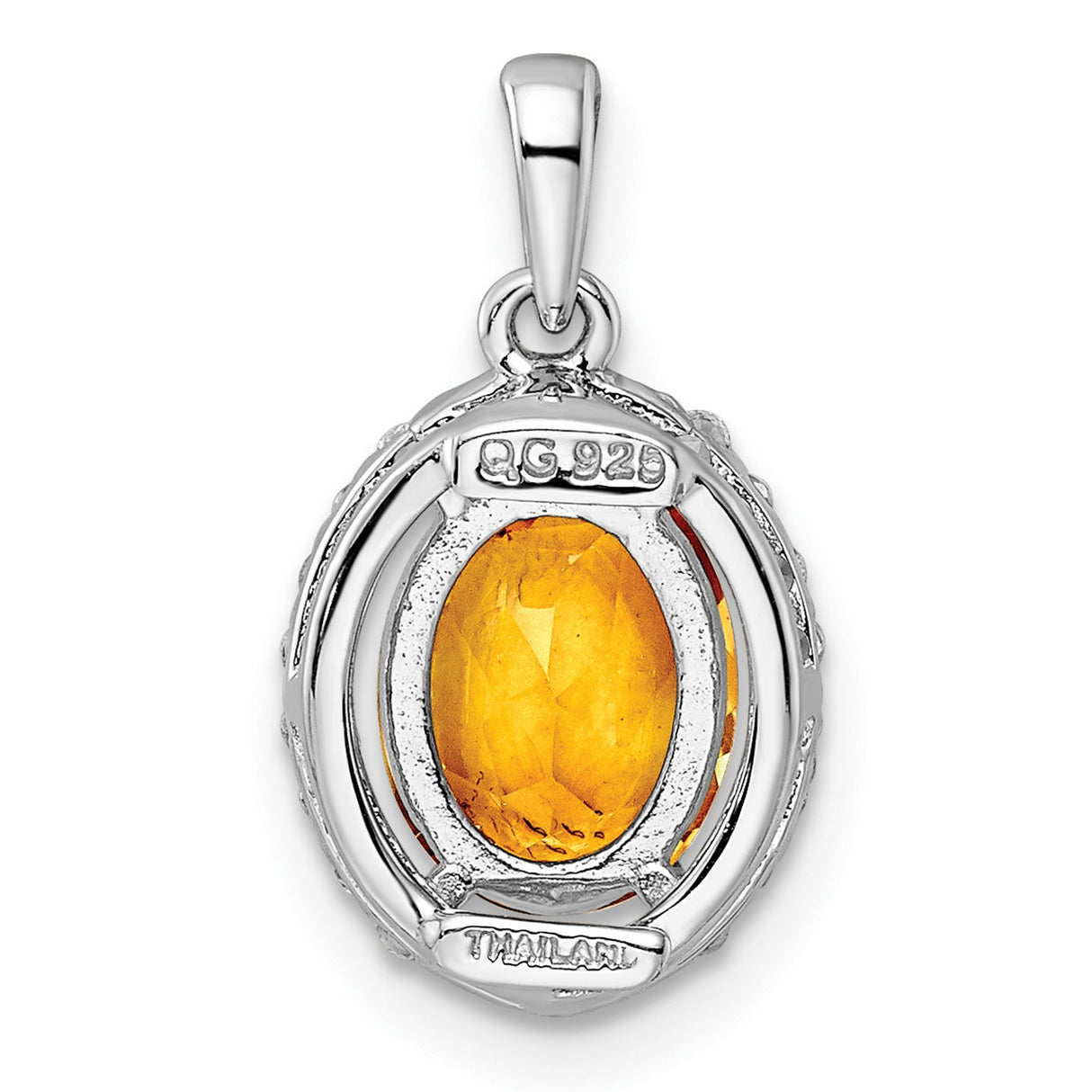 Oval 1.86t.w Citrine White Topaz Charm Pendant in Real 925 Sterling Silver