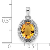 Oval 1.86t.w Citrine White Topaz Charm Pendant in Real 925 Sterling Silver