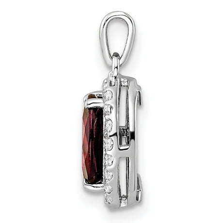 Oval 2.04t.w Garnet White Topaz Charm Pendant in Real 925 Sterling Silver