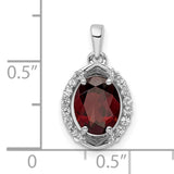 Oval 2.04t.w Garnet White Topaz Charm Pendant in Real 925 Sterling Silver
