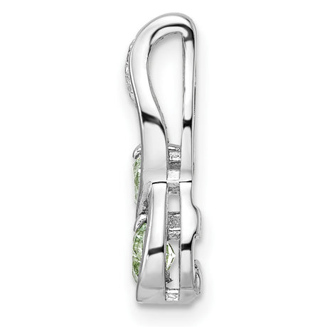 Green Quartz White Topaz Charm Pendant in Real 925 Sterling Silver