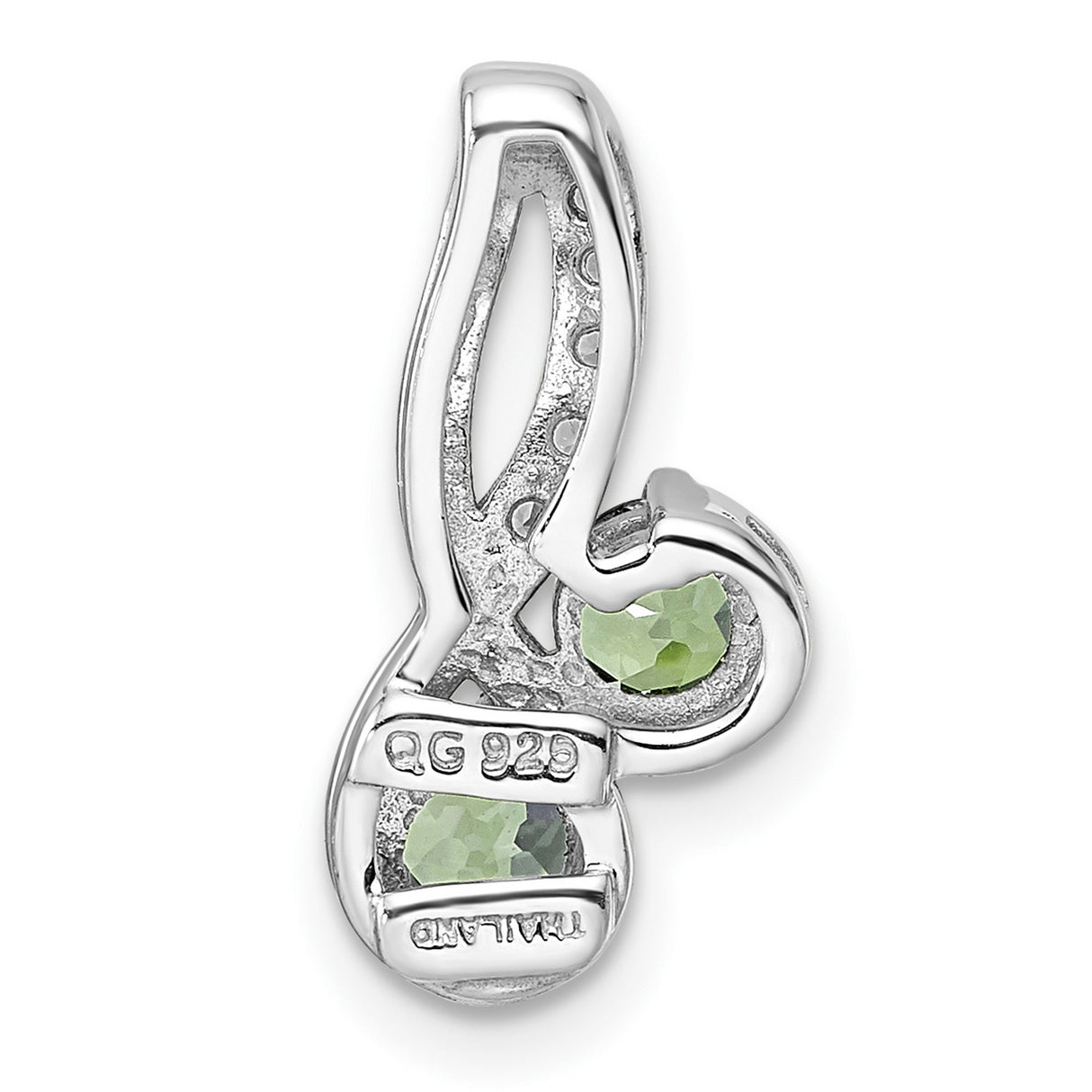 Green Quartz White Topaz Charm Pendant in Real 925 Sterling Silver
