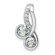 Green Quartz White Topaz Charm Pendant in Real 925 Sterling Silver