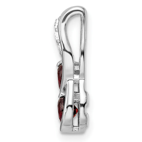 Sterling Silver Pendant with Garnet and White Topaz, Swirl Design, January Birthstone Jewelry