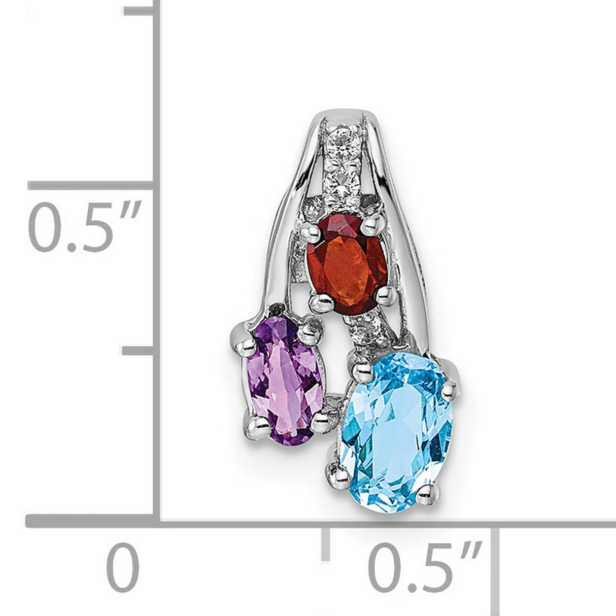 1.05 ct multiple Gemstone Charm Pendant in Real 925 Sterling Silver