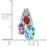 1.05 ct multiple Gemstone Charm Pendant in Real 925 Sterling Silver