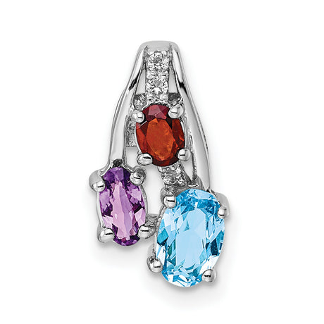 1.05 ct multiple Gemstone Charm Pendant in Real 925 Sterling Silver